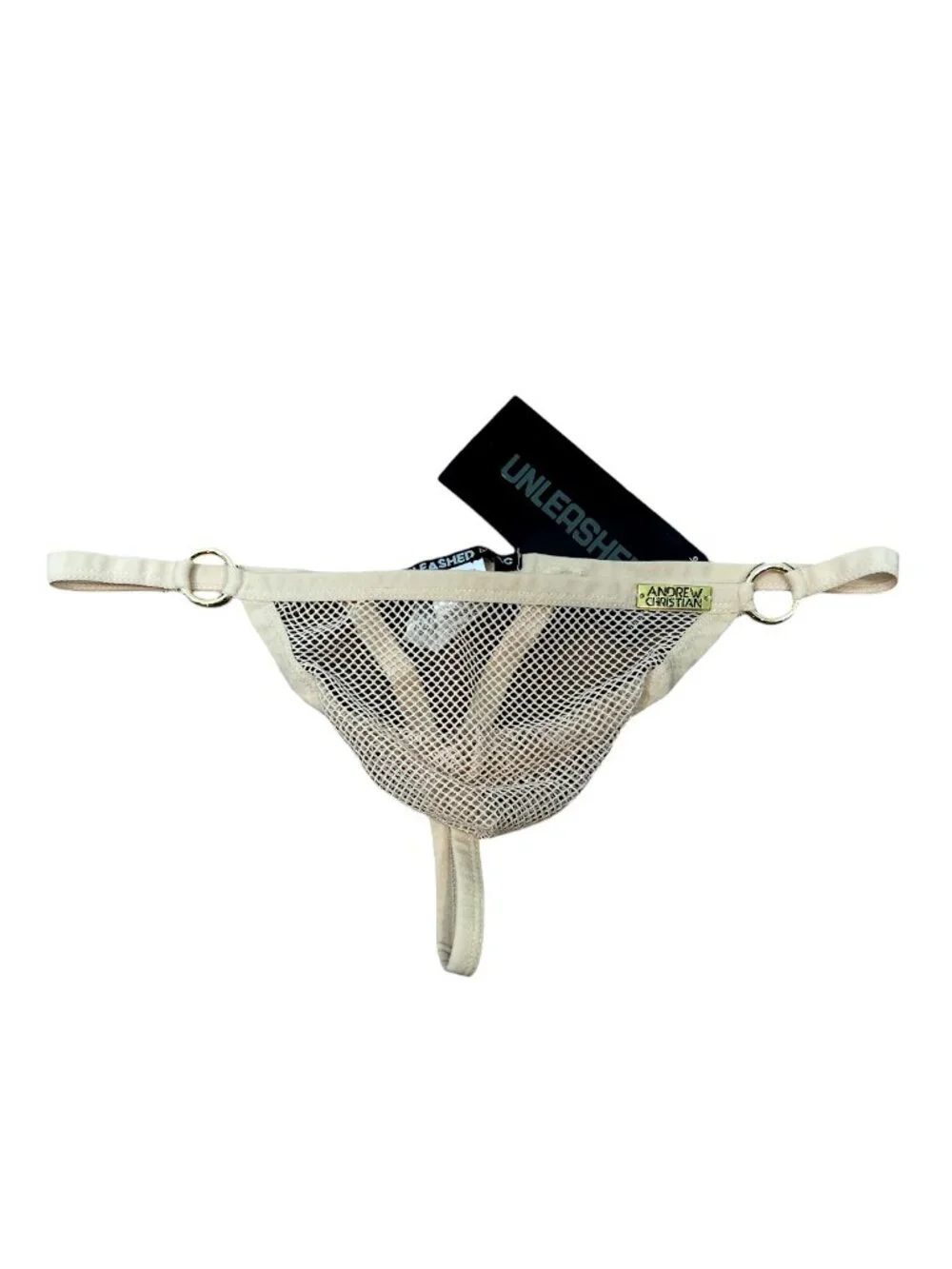 Andrew Christian Unleashed Nude Mesh Ring Jock Underwear Nude Large New